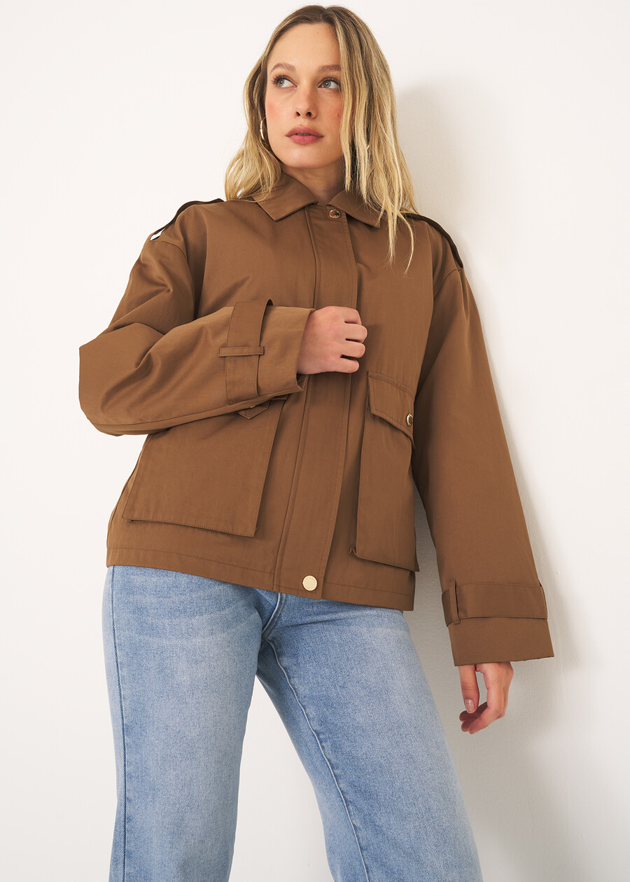 Gary jacket with hidden zip MARRONE TERRABLU GRAFITE Woman , image number 1