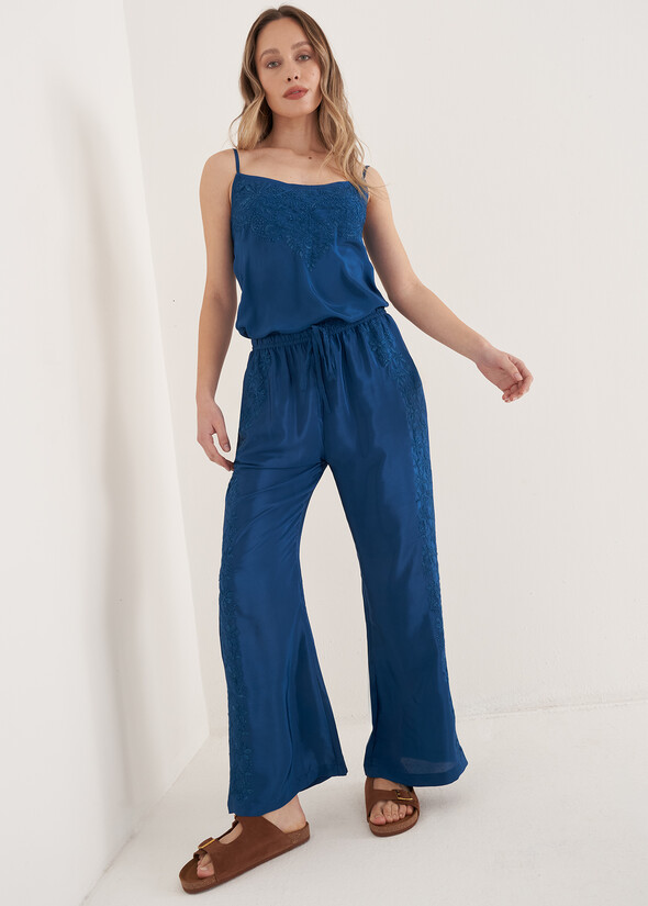 Pantaloni Pebel A Zampetta BLU OTTANIO Donna null