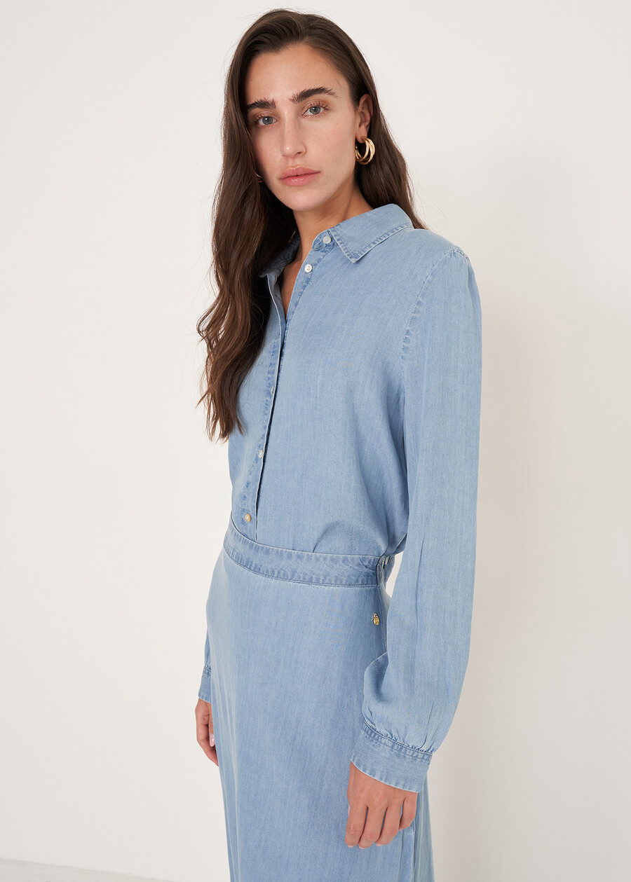 Camicia Carioka in cotone e lino
 DENIM MEDIUM DENIM Donna , immagine n. 2