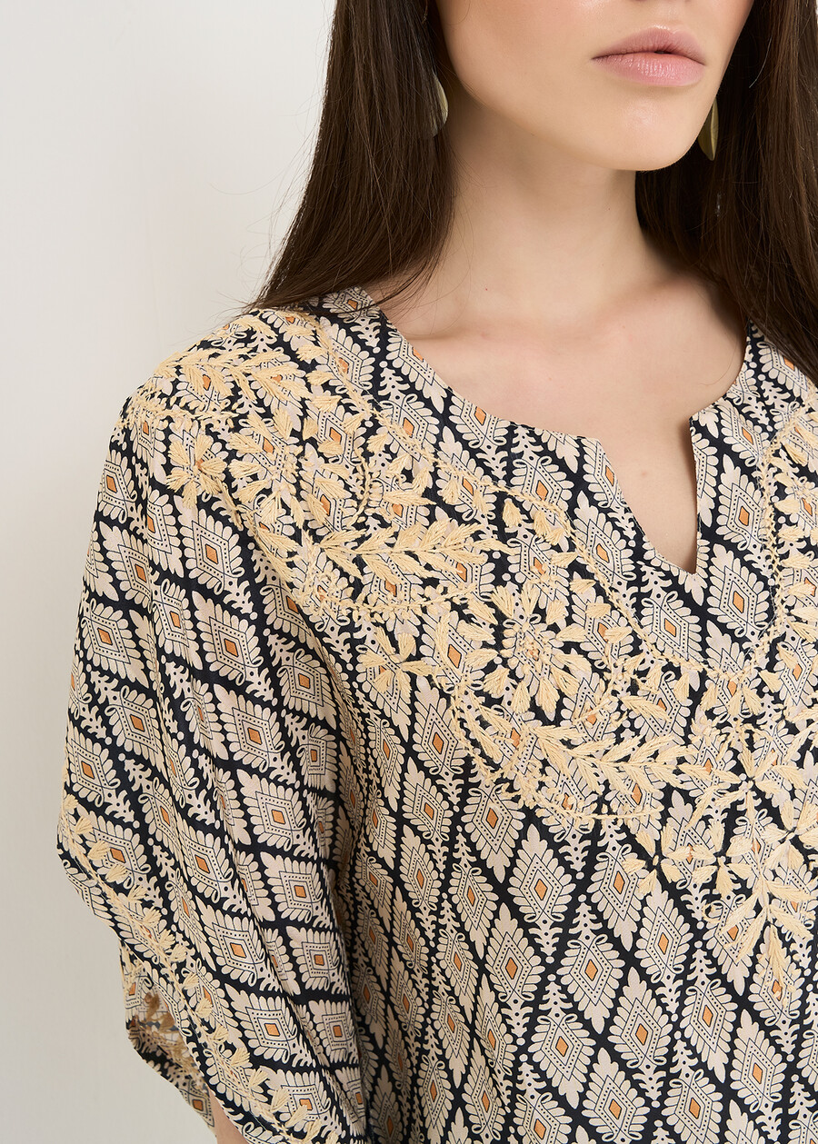 Brigida wide scarf-print shirt NERO BLACK Woman , image number 2