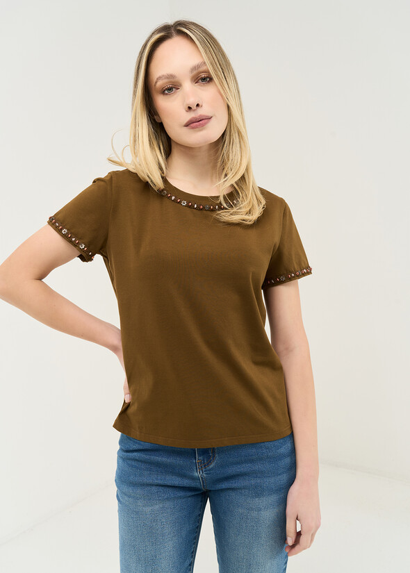 Serena T-shirt with bead detailing MARRONE Woman null