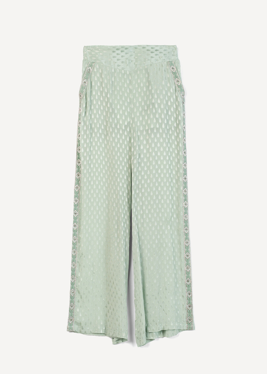 Paki wide viscose trousers VERDE Woman , image number 6
