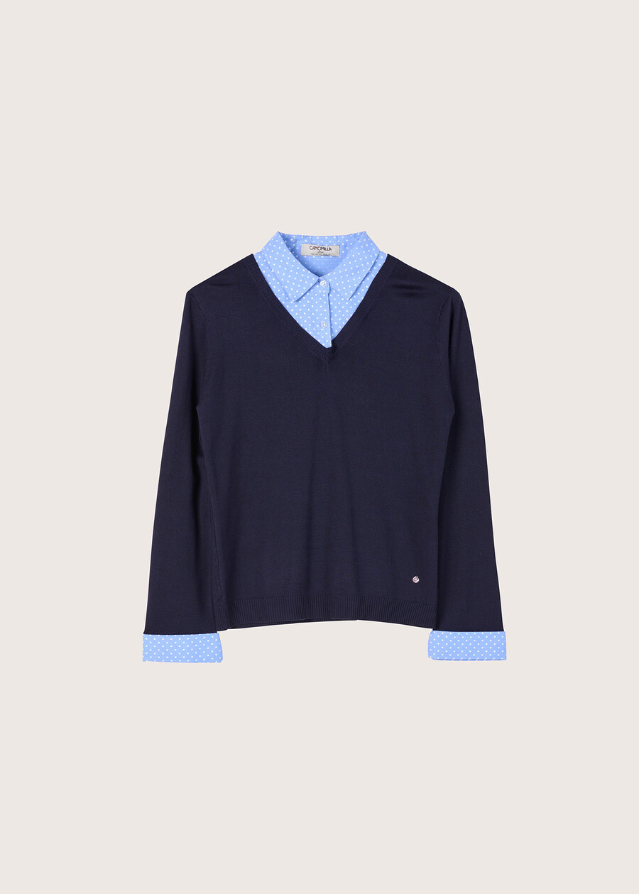 Maia jersey with shirt insert BLU DARK BLUE Woman , image number 4
