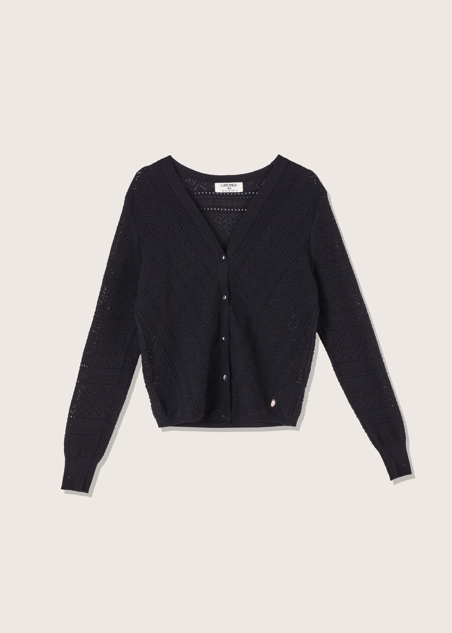 Cardigan traforato Cook 100% cotone NERO Donna , immagine n. 4