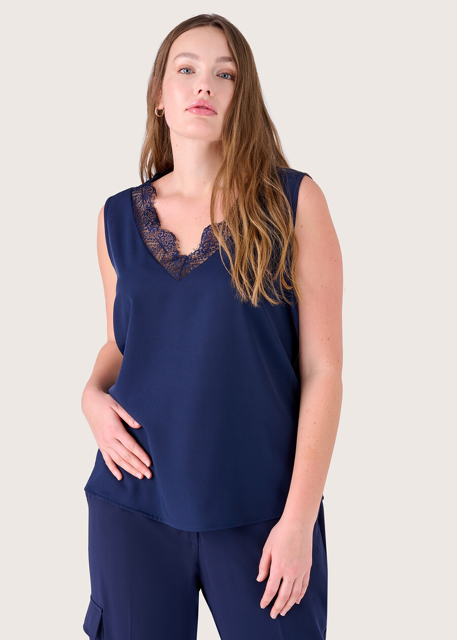 Top Tea in satin BLU Donna , immagine n. 1