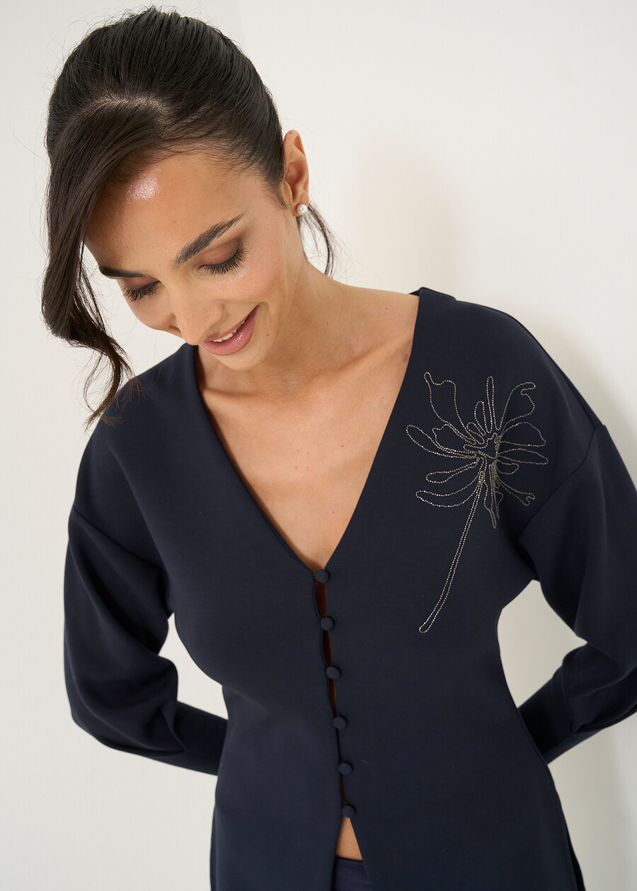 T-shirt effetto giacca in scuba BLU Donna , immagine n. 2