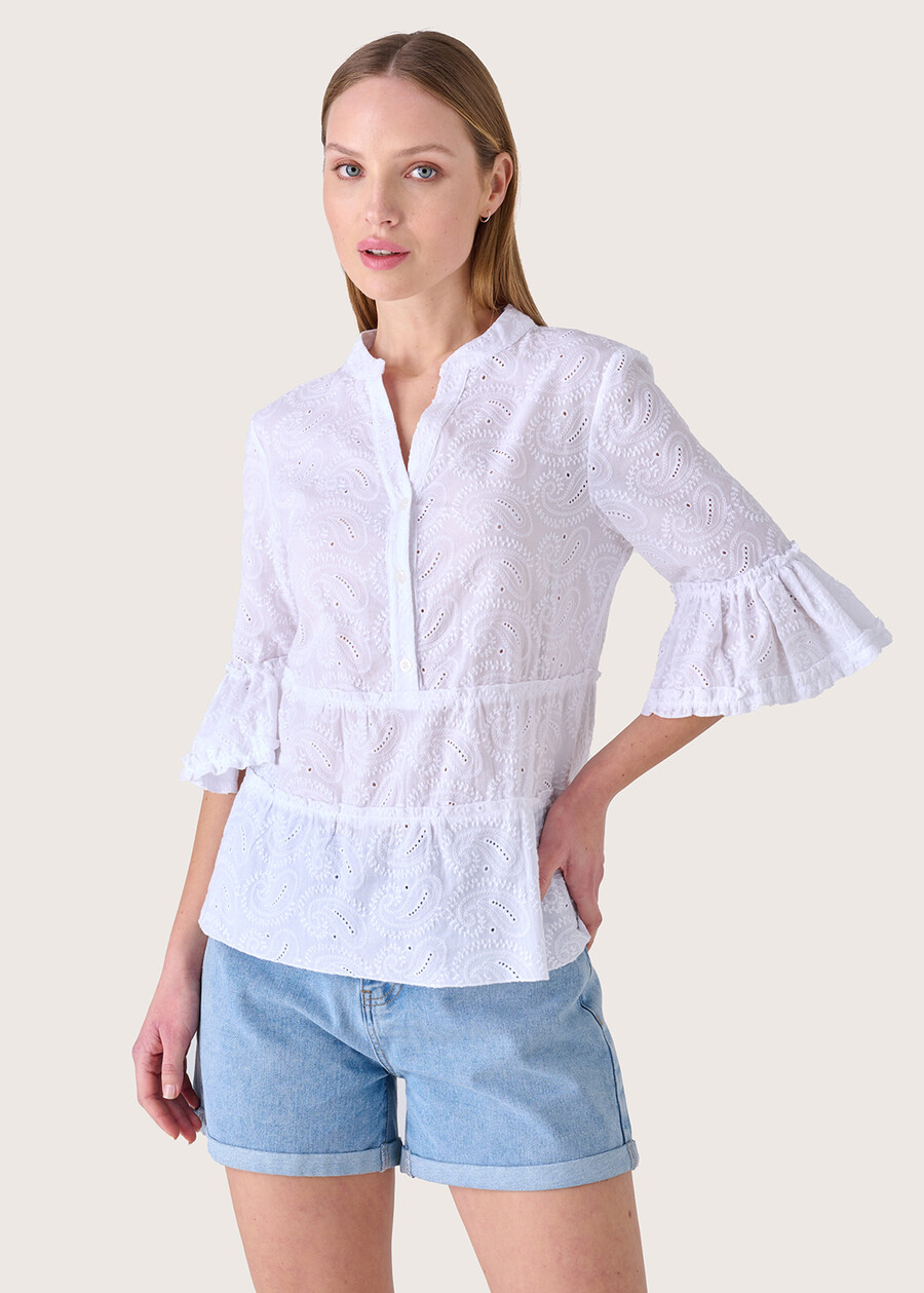 Camicia Cinzy 100% cotone Sangallo BIANCO Donna , immagine n. 1