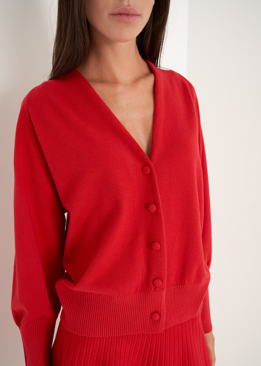 Clarence V-neck cardigan ROSSOBEIGE LATTE Woman , image number 2