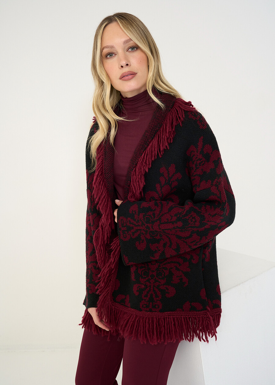 Cardigan Micaela jacquard con frange MARRONENERO Donna , immagine n. 5