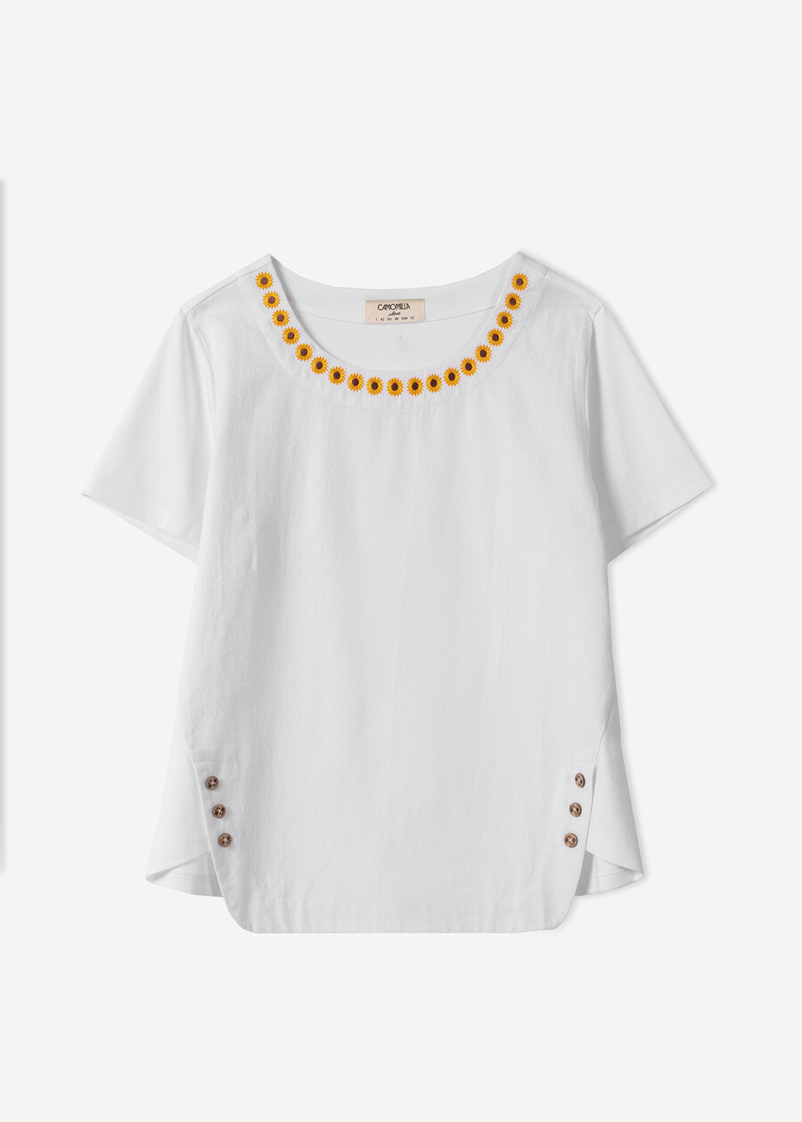 T-shirt Sady in cotone ricamata BIANCO WHITE Donna , immagine n. 4
