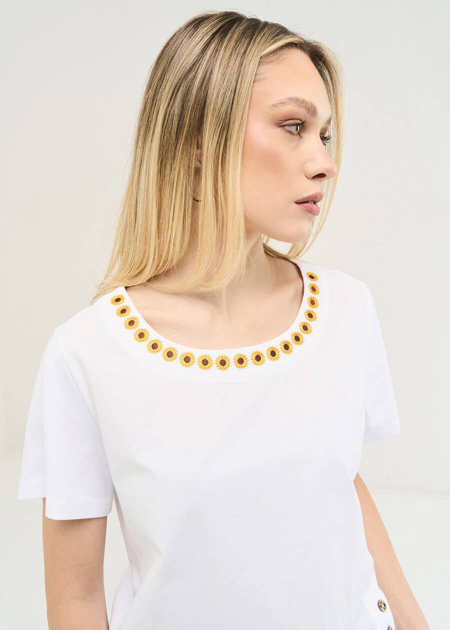 T-shirt Sady in cotone ricamata BIANCO WHITE Donna , immagine n. 2