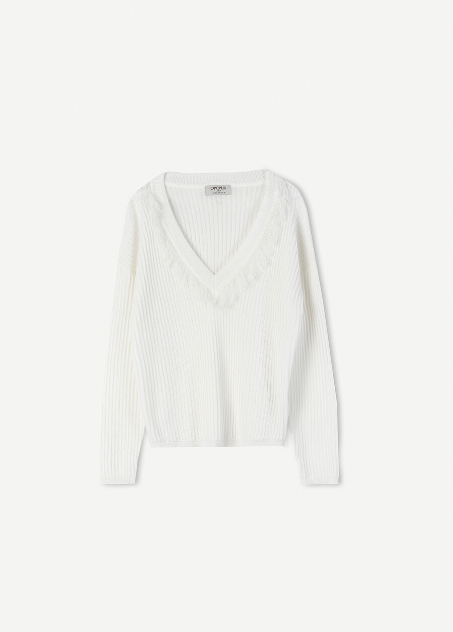 Maglia Margot con frange BIANCO WHITE Donna , immagine n. 4