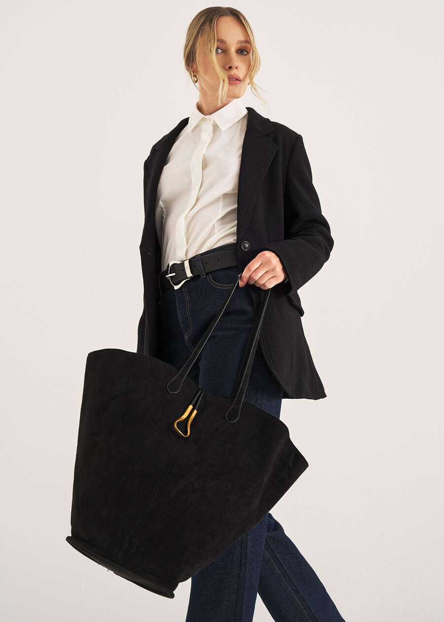 Shopping Beverly in ecocamoscio NERO BLACKVIOLA VINACCIA Donna , immagine n. 1