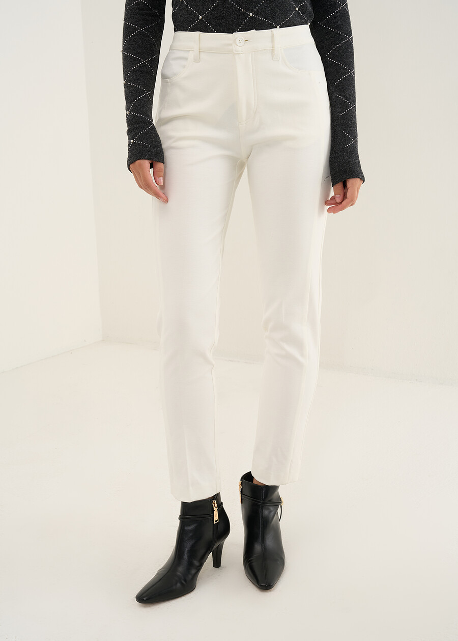 Pantaloni Kate Runner in punto Milano BEIGE LATTEBLU Donna , immagine n. 2