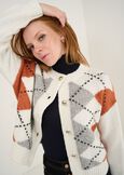 Cand argyle cardigan with gold buttons WINROBEIGE LATTE Woman image number 3