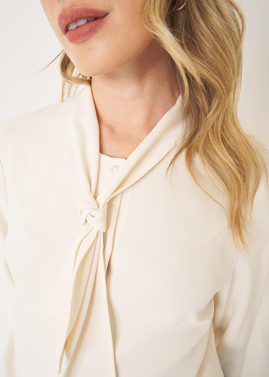 Carla shirt with scarf detail BIANCO BURRO Woman , image number 3