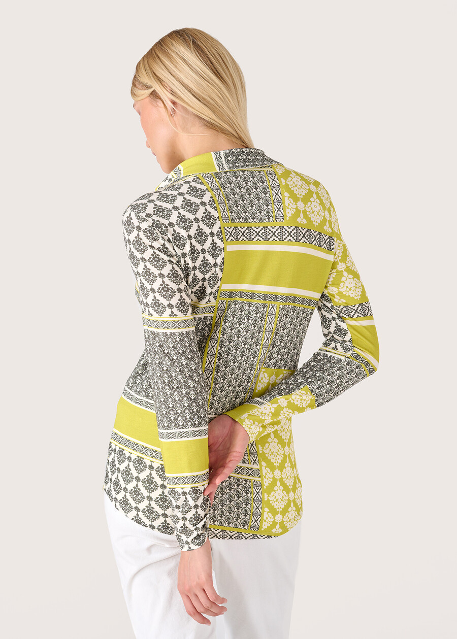 Simona patchwork print blouse VERDE PEA Woman , image number 3