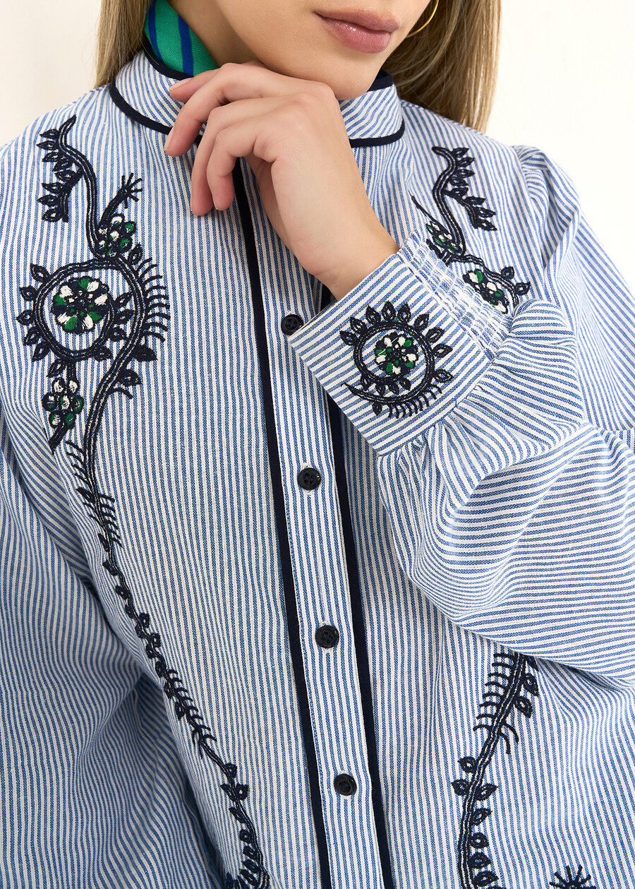 Camicia Caleia a righe con ricami BIANCO WHITE Donna , immagine n. 2