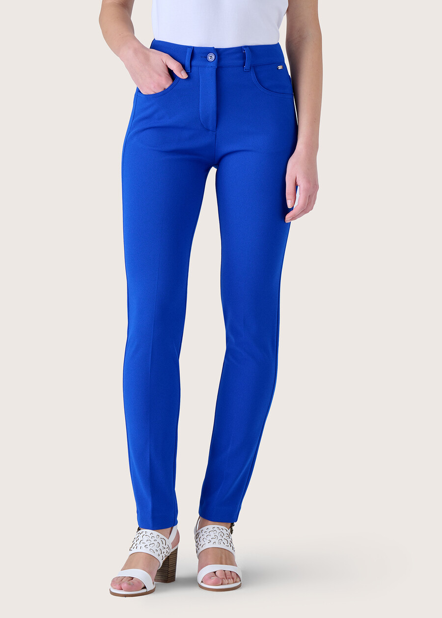 Kate screp fabric trousers BLUE OLTREMARE BLU ELETTRICOROSSO TULIPANO Woman , image number 2