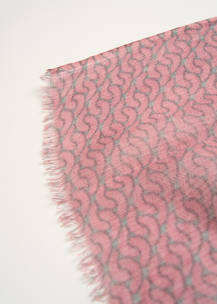 Samuela patterned wool scarf ROSA Woman , image number 3