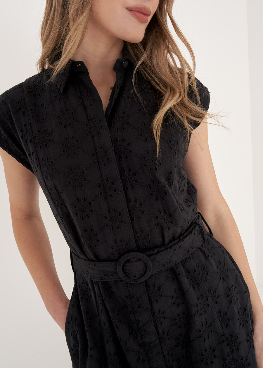 Abito Alis Chemisier Longuette BIANCO BURRONERO BLACK Donna , immagine n. 3