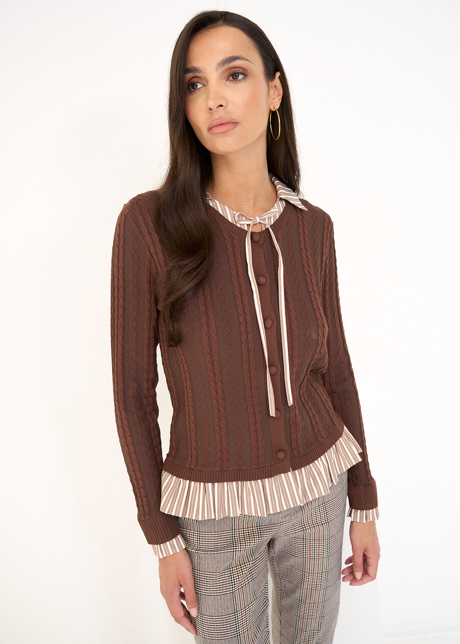 Cardigan Criss effetto doppio capo MARRONEBLU Donna , immagine n. 1