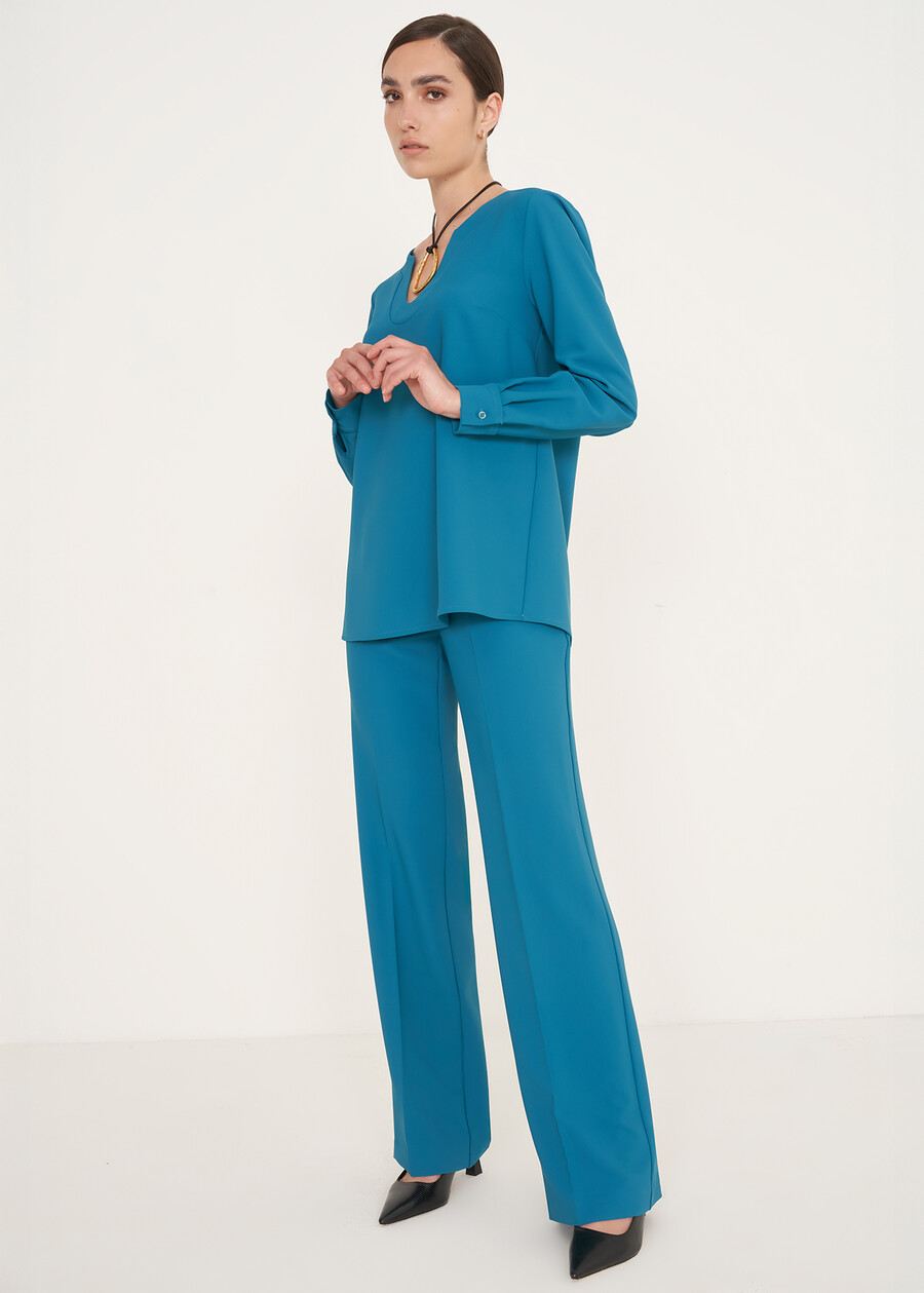 Pantalone Ashley in cady VERDE PAVONEVIOLA VINACCIA Donna , immagine n. 1