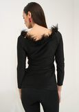 Skye lurex top with feather detail NERO Woman image number 3