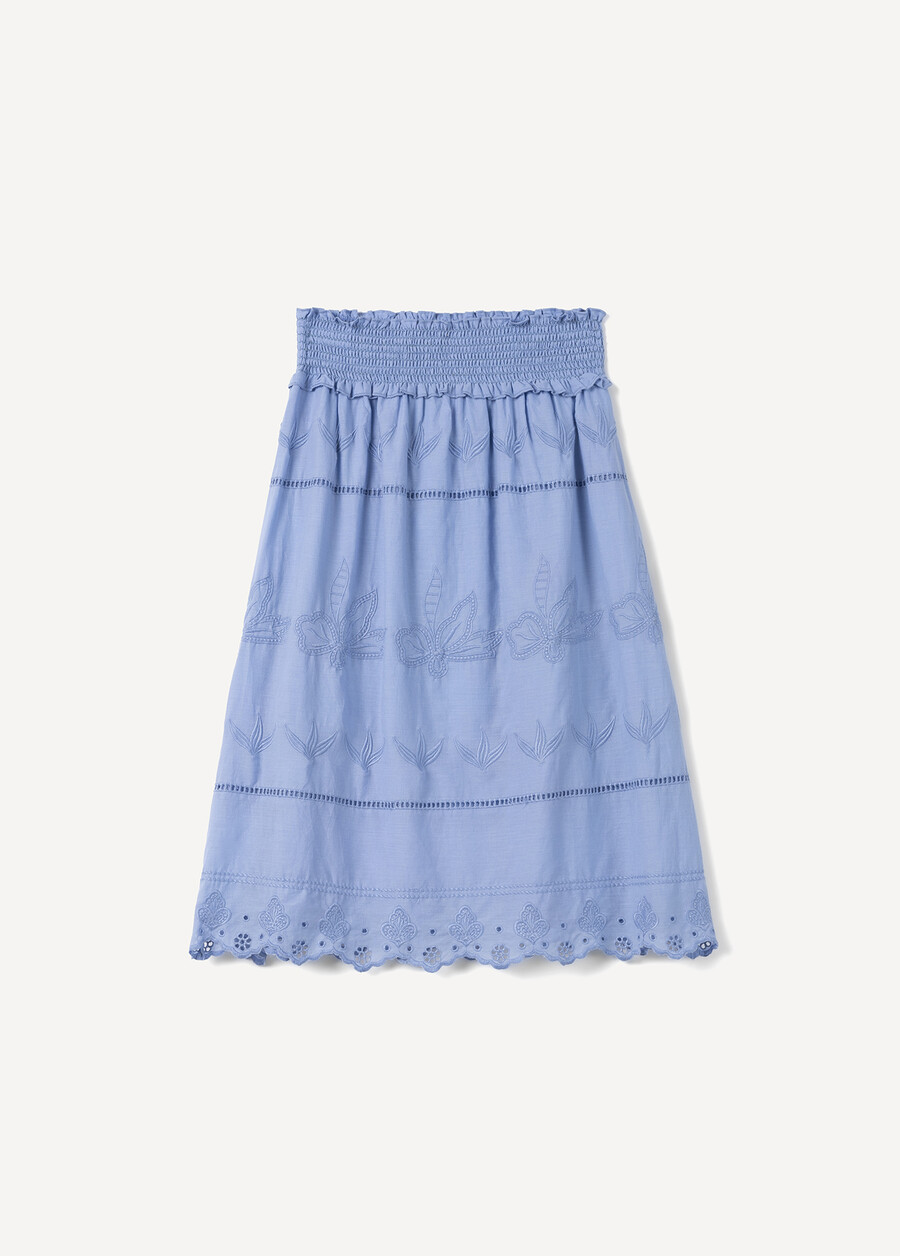 Ginevra 100% Cotton Skirt BIANCO WHITEBLU CELESTE Woman , image number 4
