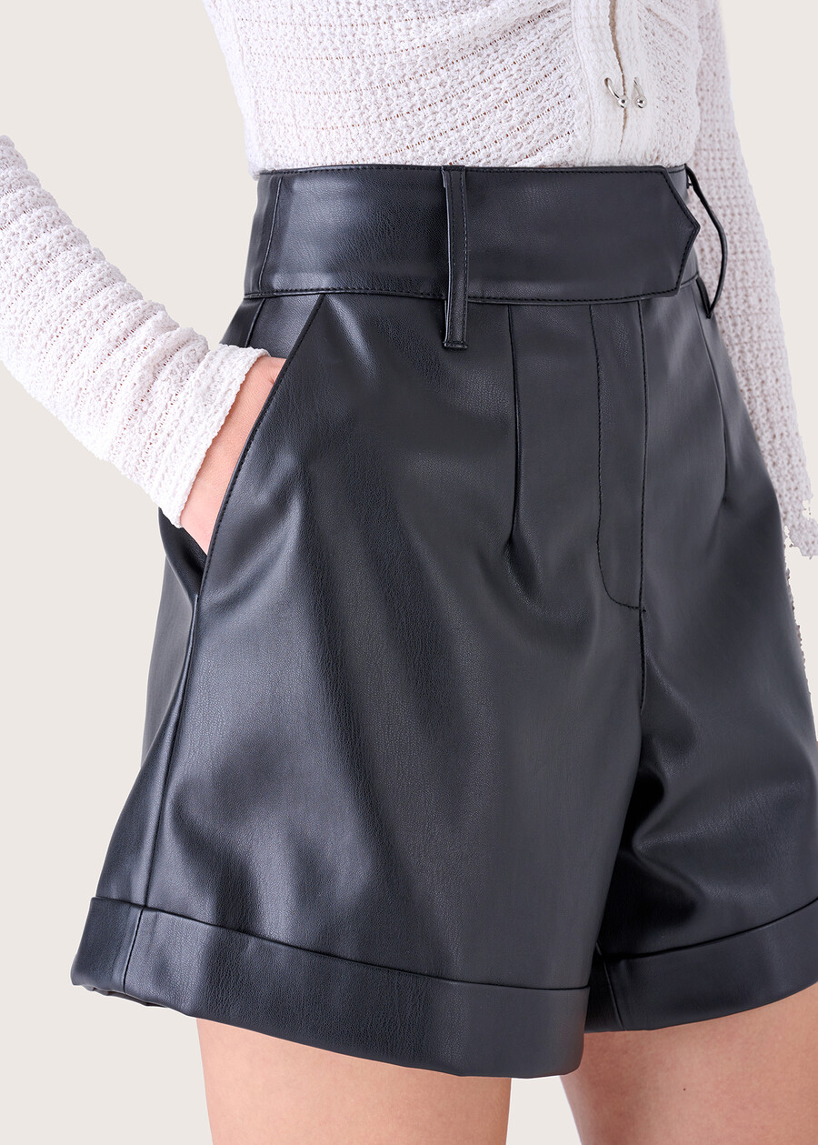 Britney eco-leather bermuda shorts NERO BLACK Woman , image number 4