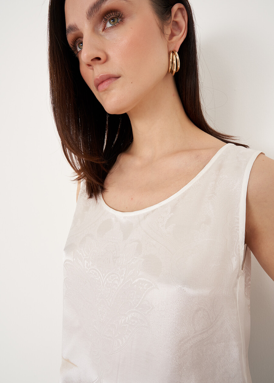 Top Tex in seta BIANCO WHITEBEIGE Donna , immagine n. 2