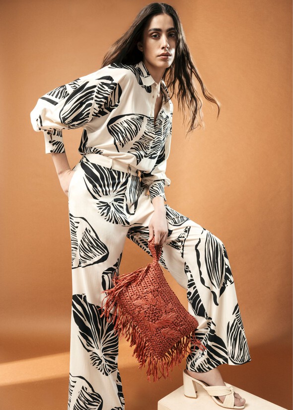 Pintus Leaf-Print Trousers NERO BLACK Woman null