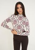 T-shirt Simply collo alto stampata ROSSO BORDEAUX Donna immagine n. 1