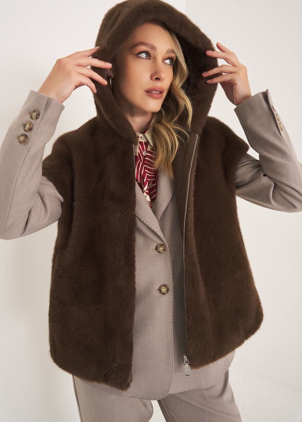 Gerwin faux fur gilet MARRONE FANGO Woman null