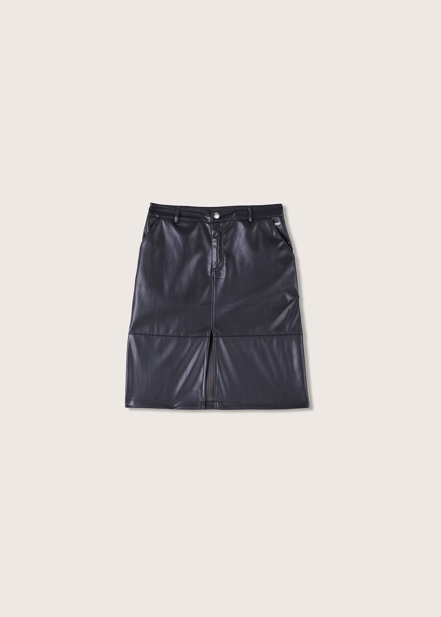 Longuette Grid in ecopelle NERO BLACK Donna , immagine n. 5