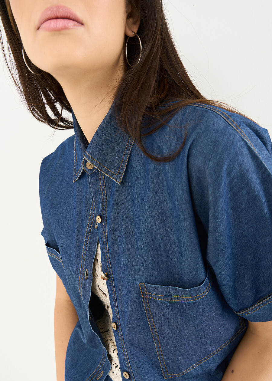 Caty chambray shirt with pockets DENIM Woman , image number 2