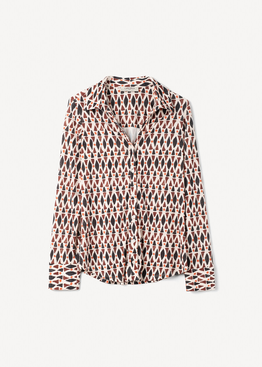Silvy optical print T-shirt BEIGE LATTE Woman , image number 4