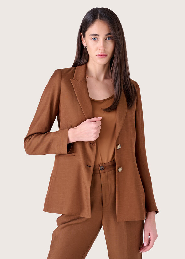 Giasmine linen blend jacket BLUE PACIFICMARRONE MOKA Woman null