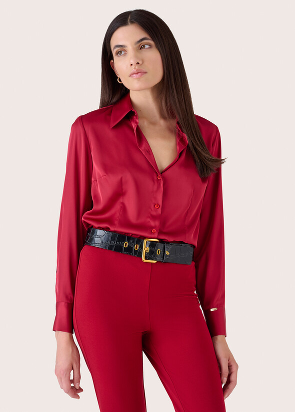 Camicia Alessia in satin ROSSO MARTE Donna null