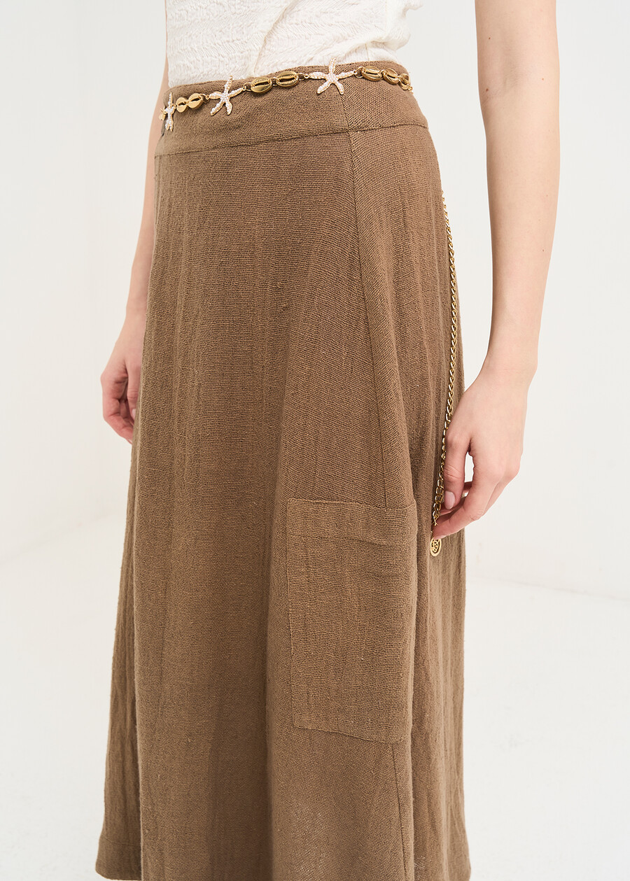 Gonna lunga Gwen in cotone MARRONE Donna , immagine n. 4