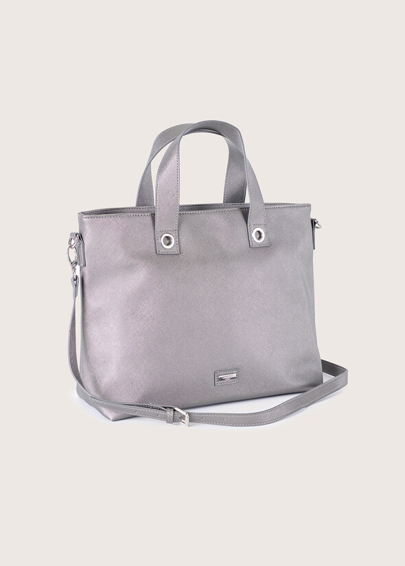 Borsa shopping Bessie in ecopelle GRIGIO GUN METALNERO BLACK Donna null