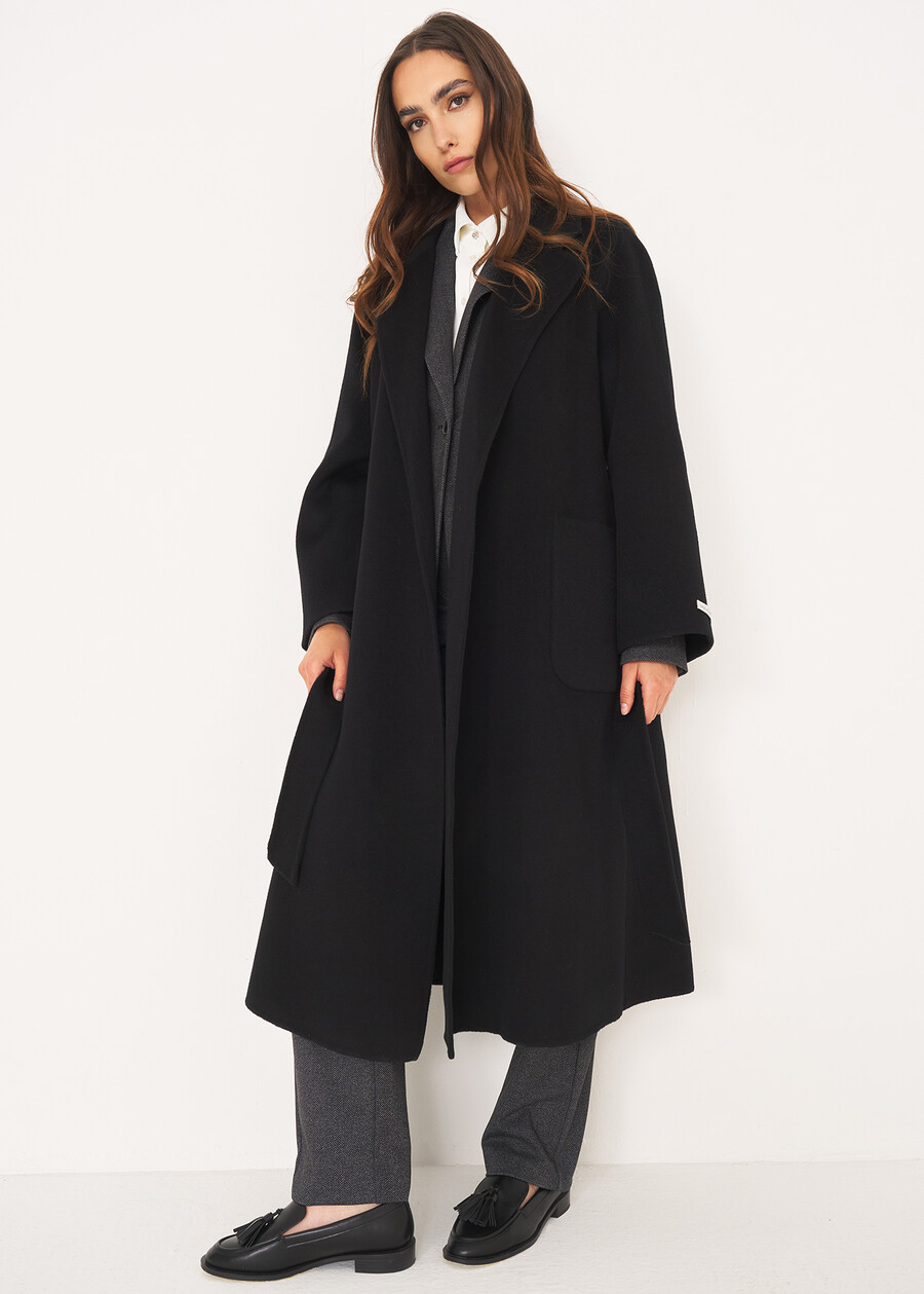 Connie pure wool wrap coat NERO BLACKBEIGE CAMMELLO Woman , image number 2