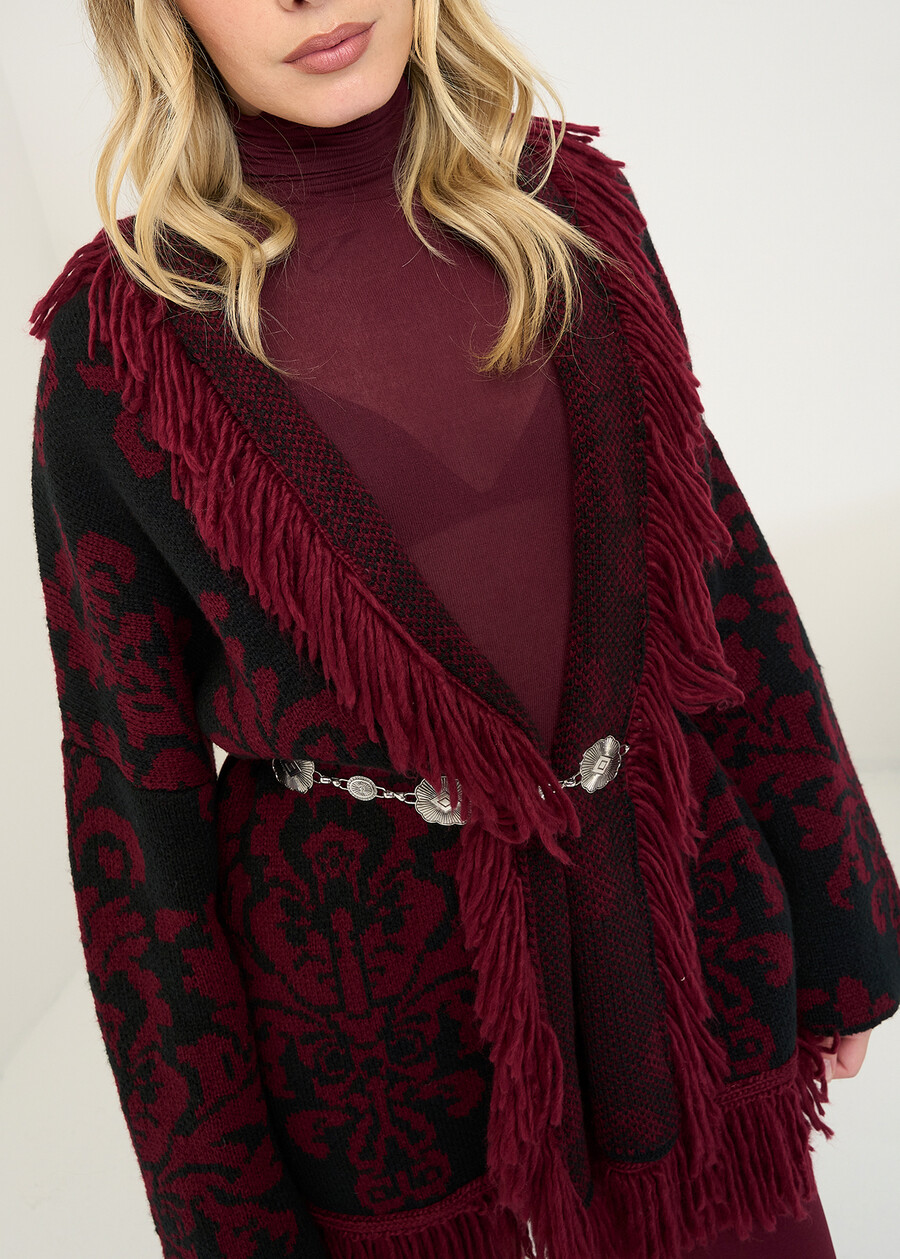Cardigan Micaela jacquard con frange MARRONENERO Donna , immagine n. 2