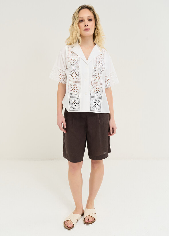 Bermuda Barth in lino e Lyocell MARRONE Donna null