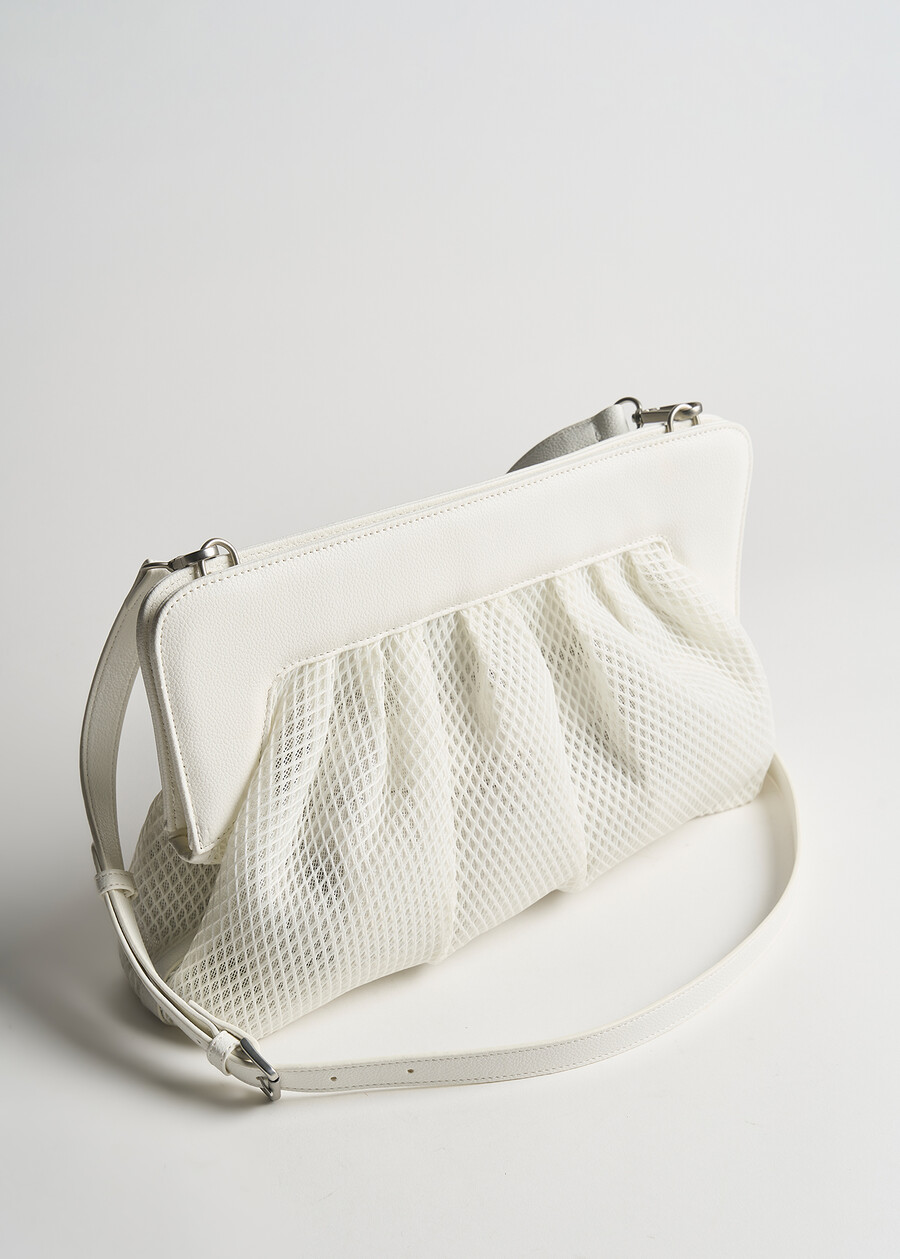 Blackey mesh fabric pochette BIANCO WHITENERO BLACK Woman , image number 1