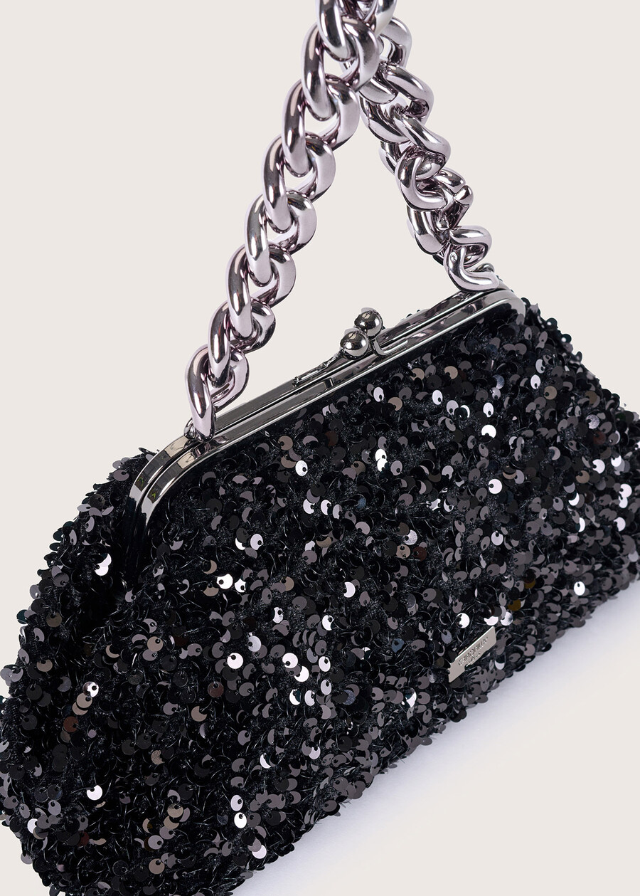 Belissa clutch bag with paiillettes NERO BLACK Woman , image number 3