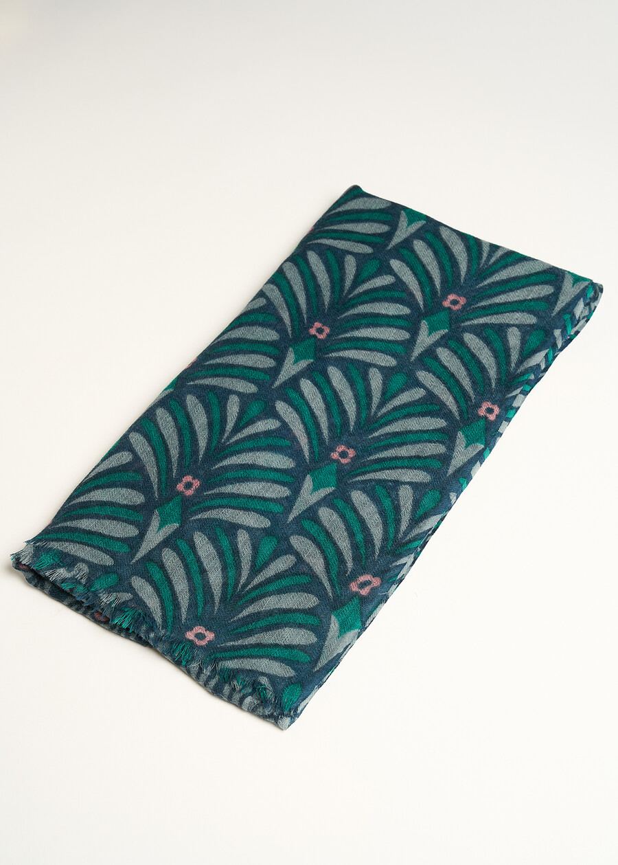 Samanta patterned wool scarf BLU Woman , image number 2