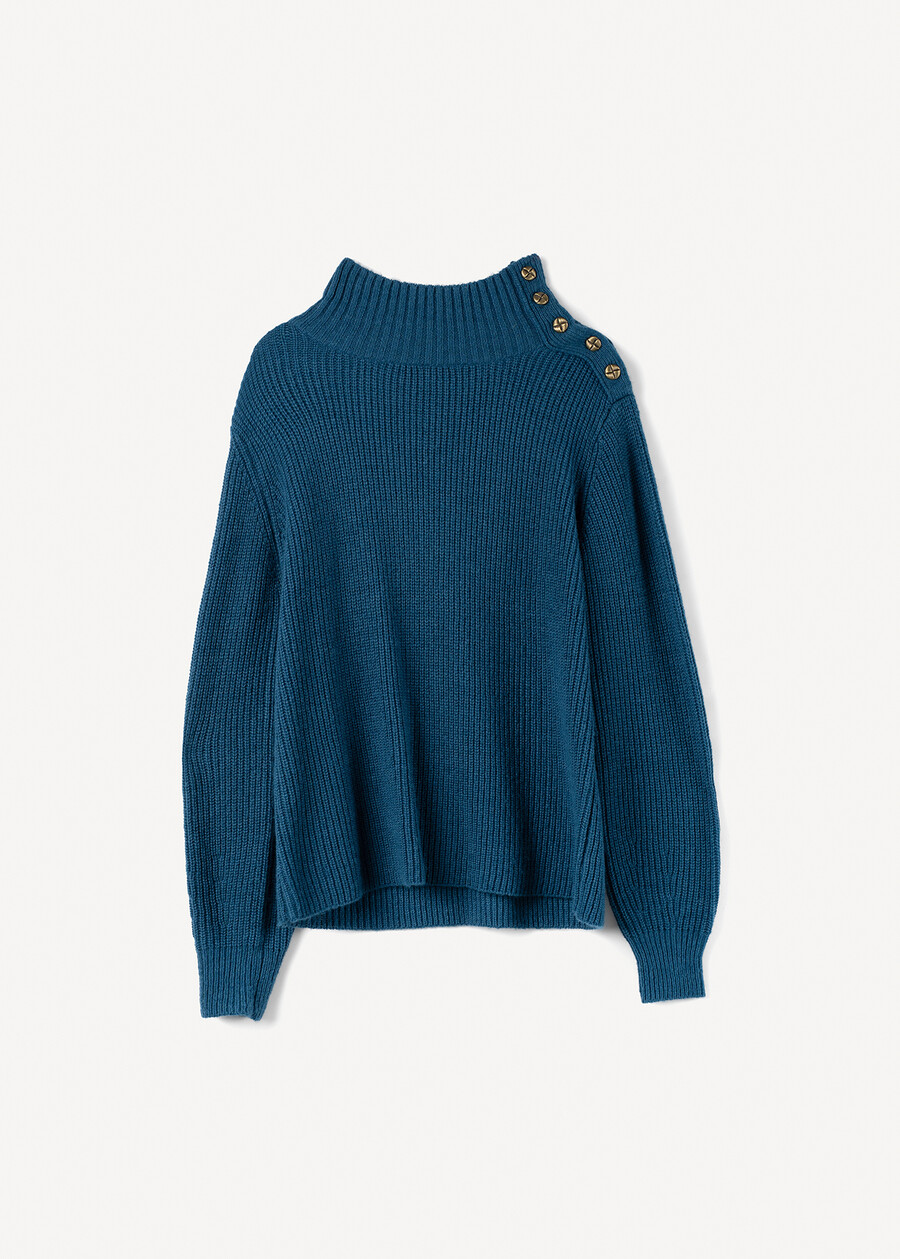 Maglione Miriam collo alto con bottoni BLU LAGUNA Donna , immagine n. 5