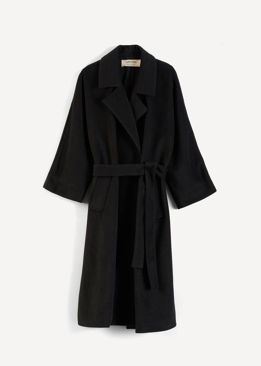 Cloud diagonal cloth wrap coat NERO Woman , image number 6
