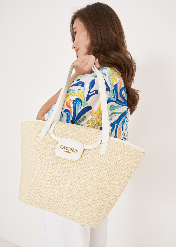 Borsa shopping Breina in raffia BEIGE AVENA Donna null